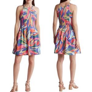 NWT Vince Camuto Sleeveless Fit And Flare Dress Colorful Size 10